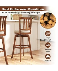 Gymax 30.5'' Swivel Barstools Set of 4 with Backrest and Upholstered Seat Footrest for Pub