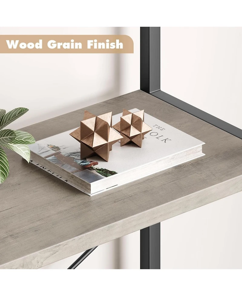 gaomon 5-Tier Arched Bookshelf, Marble Effect Tall Bookcase with Metal Frame