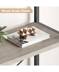 gaomon 5-Tier Arched Bookshelf, Marble Effect Tall Bookcase with Metal Frame