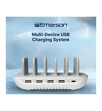 Emerson 5 Port Multi Device Usb Charging Station Hub with Charging Cables