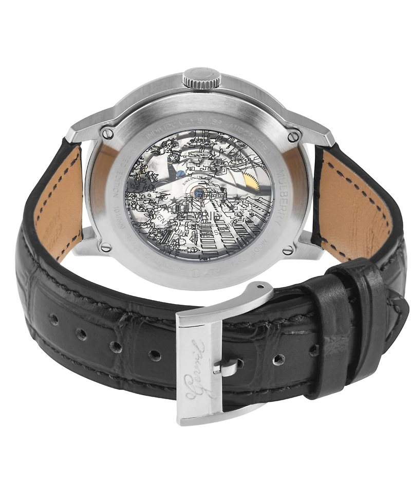 Gevril Men's Mulberry Swiss Automatic Italian Leather Strap Watch