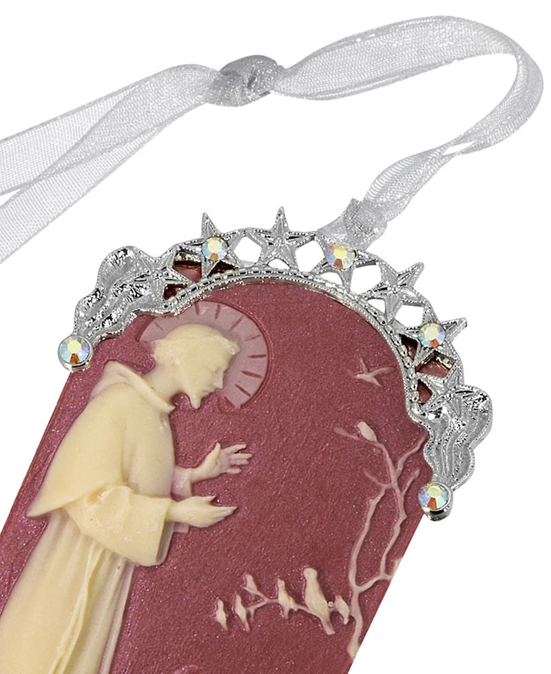 Symbols of Faith Silver-Tone and Crystal St. Francis of Assisi Cameo Ornament