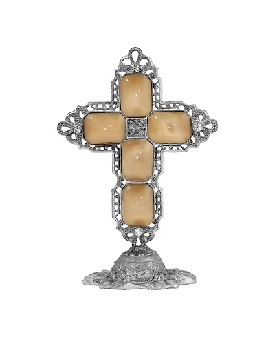 Symbols of Faith Pewter Green Octagon Cross Plaque