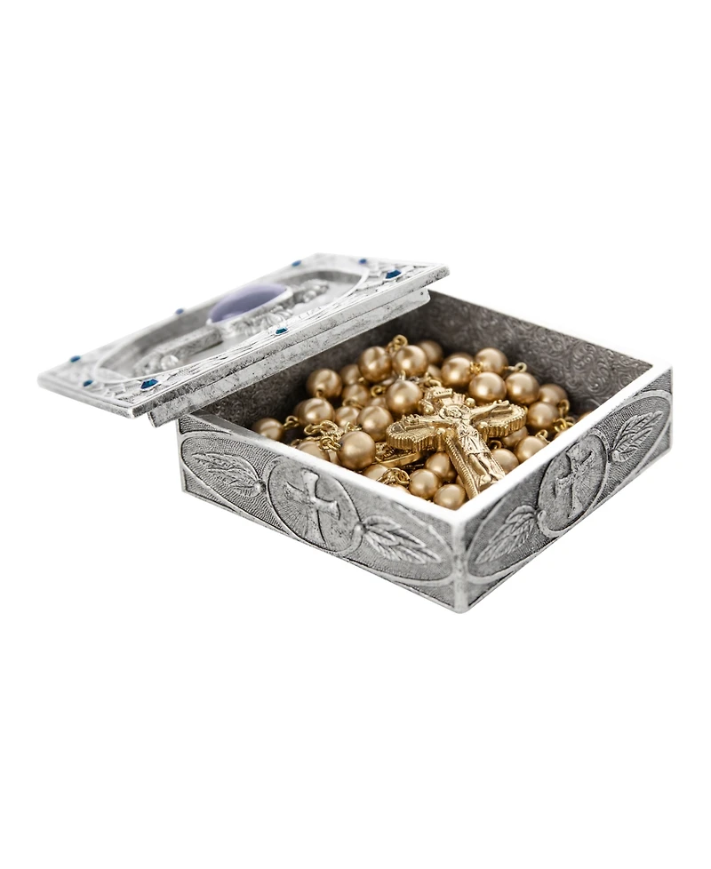 Symbols of Faith Pewter Blue Lace Agate Semi Precious With Sapphire Rosay Box