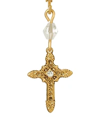 Symbols of Faith 14K Gold Dipped Glass Crystal Gold Cross Leverback Earrings