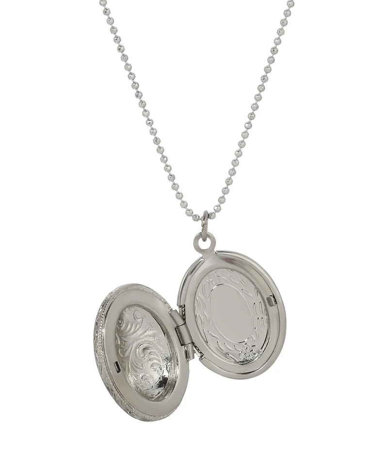 Symbols of Faith Silver Tone Blue Cross Locket Necklace