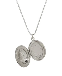 Symbols of Faith Silver Tone Blue Cross Locket Necklace