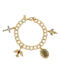 Symbols of Faith Gold Tone Our Lady Of Guadalupe Charm Bracelet