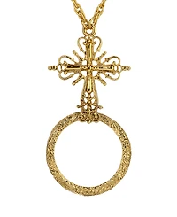 Symbols of Faith Gold-Tone Cross Magnifying Glass 28" Necklace