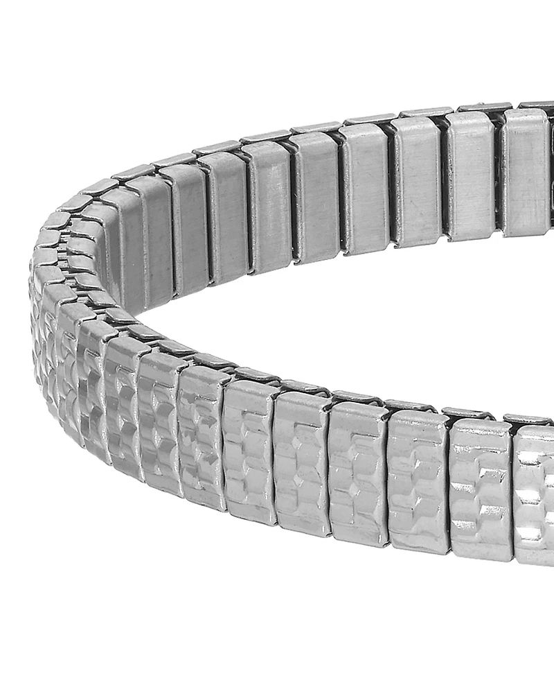 Symbols of Faith Silver Tone Oval Miraculous Medal Charm Pearl Montana Bead Stretch Bracelet