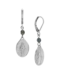 Symbols of Faith Gold Tone Oval Miraculous Medal Charm Red Bead Leverback Earrings