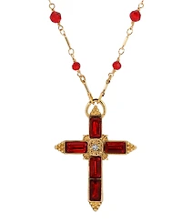 Symbols of Faith Gold-Tone Siam Cross Beaded 30" Necklace