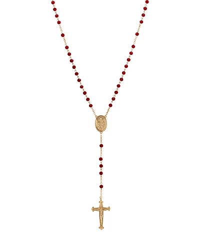 Symbols of Faith Gold-Tone Red Bead Our Lady of Guadalupe Rosary