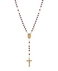 Symbols of Faith Gold-Tone Red Bead Our Lady of Guadalupe Rosary