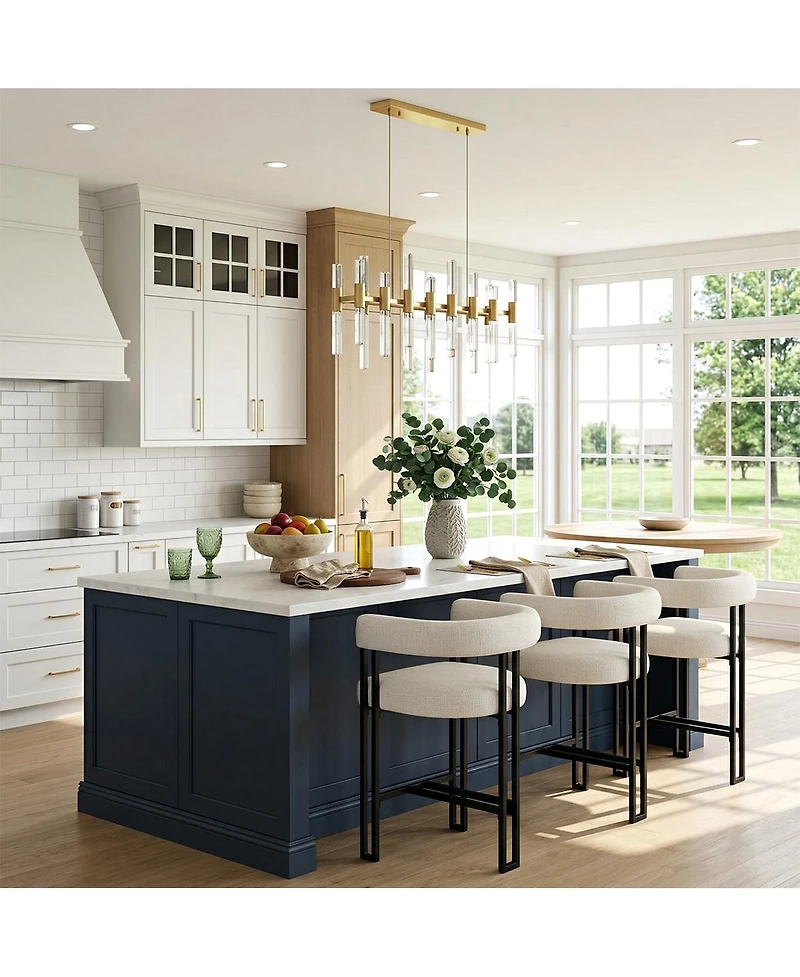 Maison Boucle 24" Upholstered Counter Height Stools with Arms for Island, Set of 3