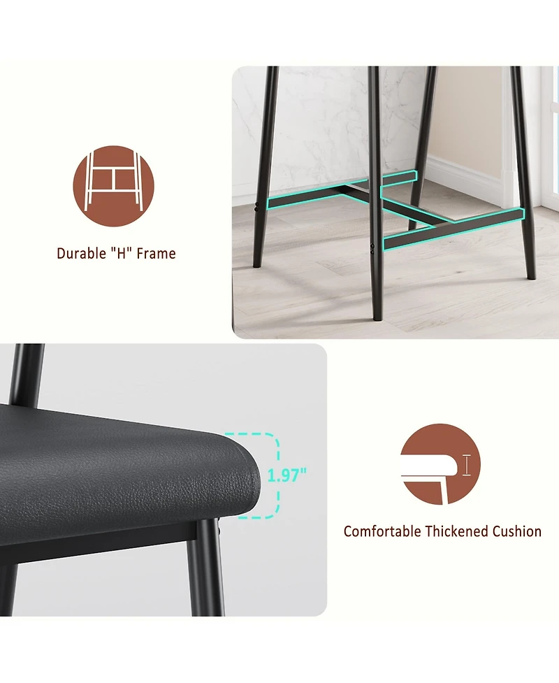 gaomon Set of 2 Counter Stools with Armrest, Upholstered Seat and Wood Back