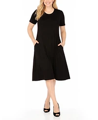 White Mark Women's Tee Swing Midi Dress