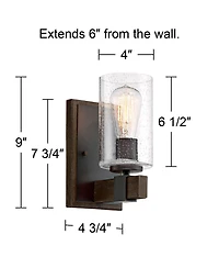 Franklin Iron Works Poetry High Wall Sconces Light Lamp Fixture Mount Set of 2 Bathroom Hardwired Clear Seeded Glass Shade