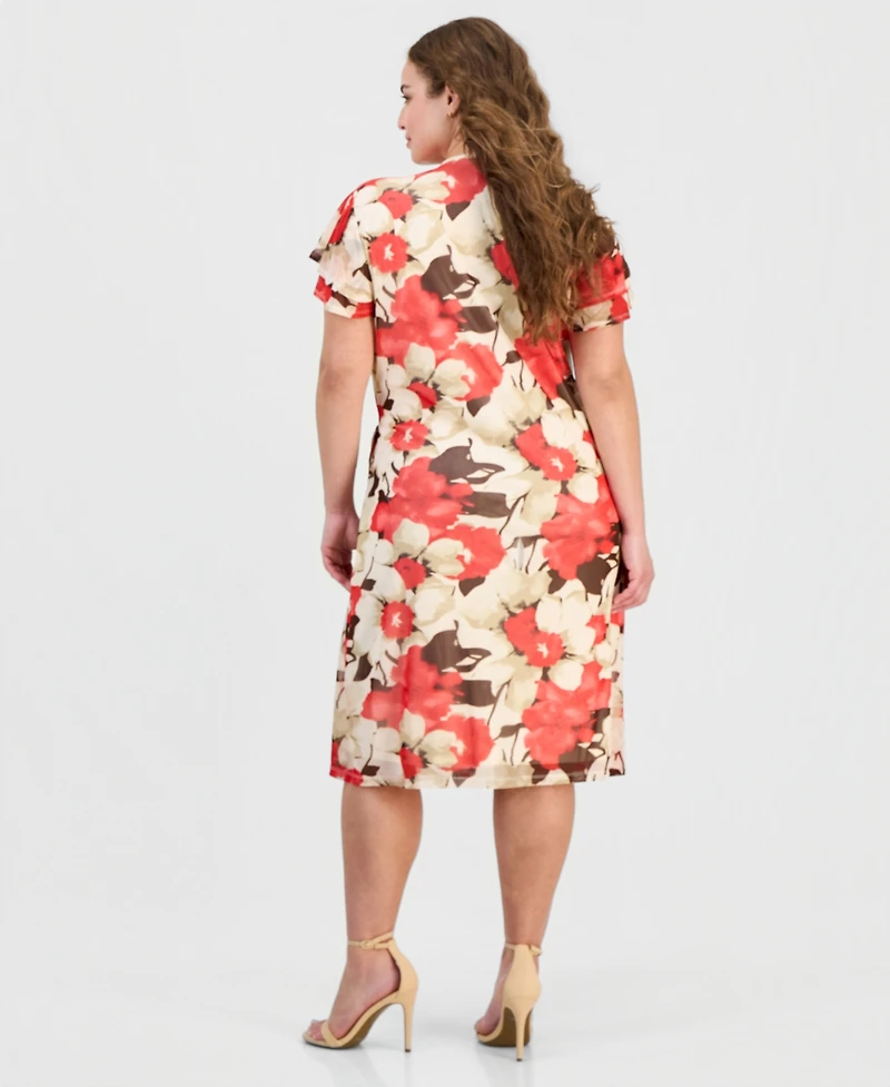 Anne Klein Plus Flutter-Sleeve Wrap Dress