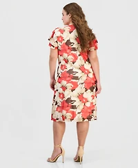 Anne Klein Plus Flutter-Sleeve Wrap Dress
