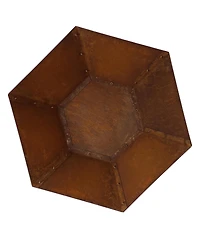 Outdoor Camping or Backyard Hexagon Rustic Affinity Fire Pit Bowl on Pedestal Stand - 23" - Oxidized Rust