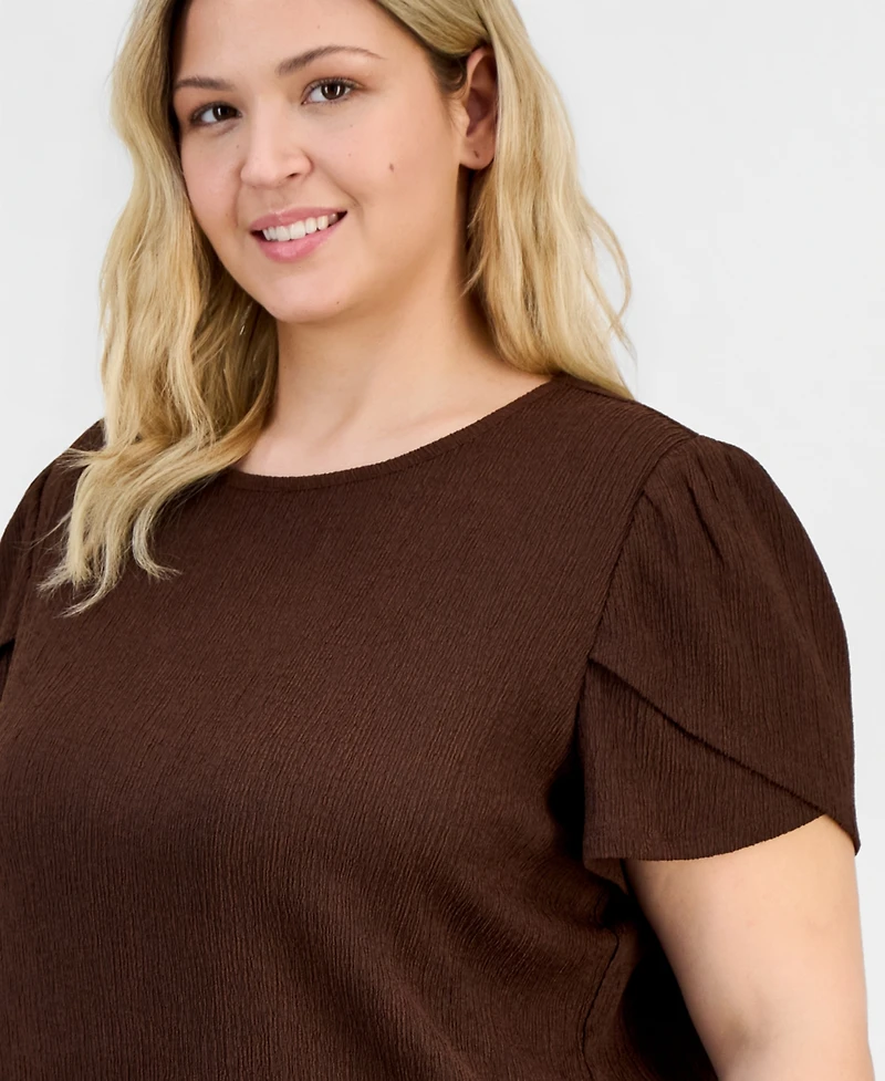Anne Klein Essentials Plus Crinkle-Textured Top