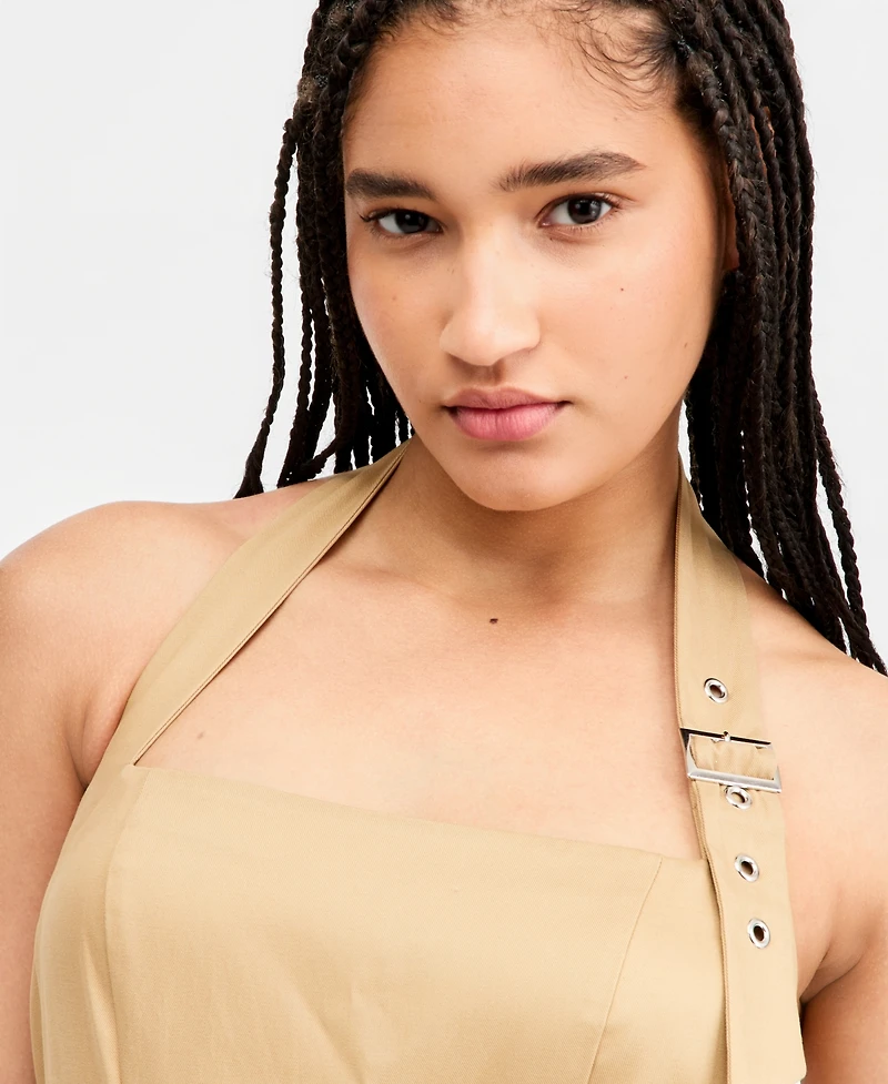Seni & Cade Juniors' Buckle Halter-Strap Midi Dress