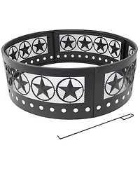 Outdoor Heavy-Duty Steel Portable Large Round Four Star Cut Out Fire Pit Ring - 36" - Black
