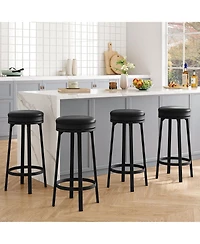 gaomon 30" Swivel Bar Stools Set of 4, Pu Leather Backless Metal Frame
