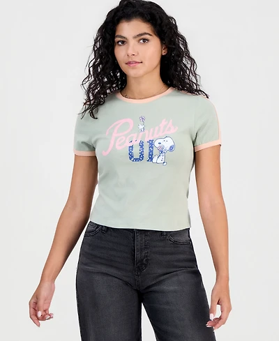 Peanuts Juniors' Sporty Snoopy Ringer Tee