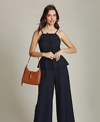 Avec Les Filles Women's Bow Vest Twofer Square Neck Jumpsuit