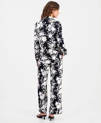 Bar Iii Womens Shadow Floral Print Shirt Shadow Floral Print Pull On Pants Macys Exclusive