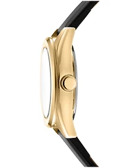 Dkny Women's Logo Quartz Black Leather Strap Watch 28mm Gift Set