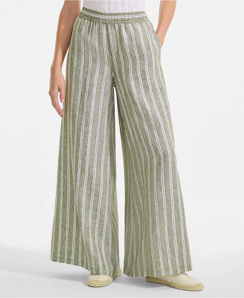 Lands' End Women's Linen High Rise Palazzo Pants - Set Bottom