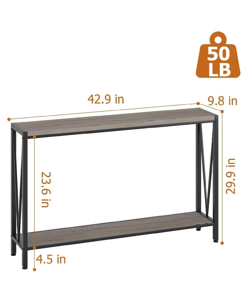 gaomon Industrial Style 2-Shelf Console Table