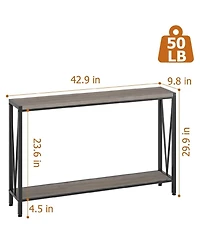 gaomon Industrial Style 2-Shelf Console Table
