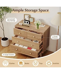 Gouun Wide 4-Drawer Wooden Dresser for Bedroom