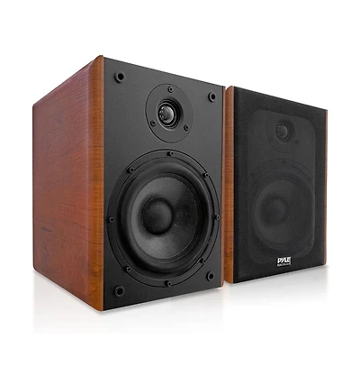 Pyle Home Theater Wooden Bookshelf Speakers