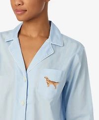 Lauren Ralph Women's Notch Collar Top and Pajama Shorts, 2-Piece Set