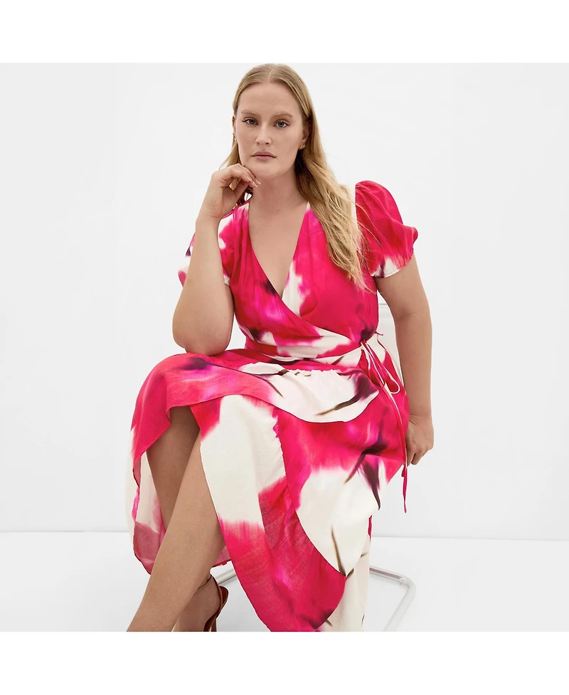 City Chic Women's Bea Floral Wrap Midi Dress