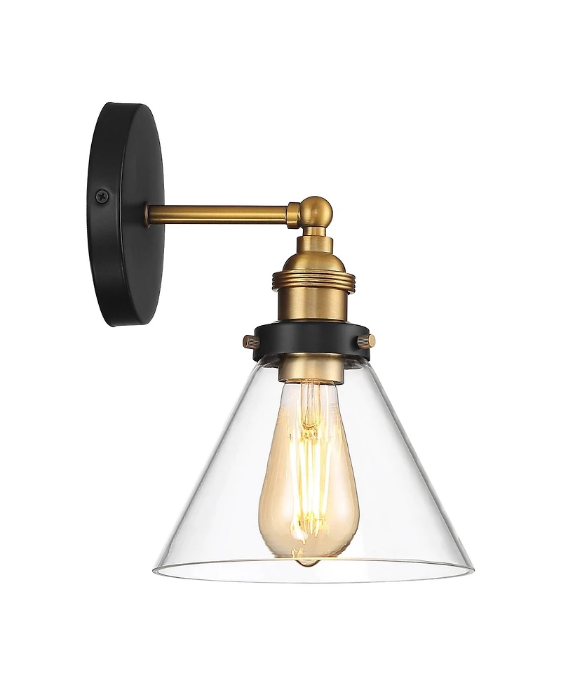 360 Lighting Burke Industrial Modern Wall Light Sconce Warm Brass Hardwire 7 1/4" Fixture Led Clear Glass for Bedroom Bathroom Vanity Reading