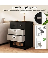 Gouun 4-Drawer Modern Chest Dresser with Open Shelf and Fabric Drawers