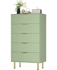 gaomon 1-Pc Wooden Modern 5-Drawer Fluted Dresser Furniture
