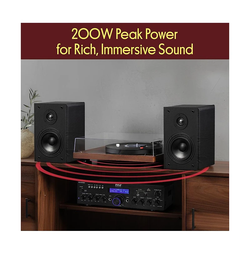 Pyle 5.25 Home Theater Bookshelf Speakers - 2-Way HiFi Sound with Wall Mount Bracket (PHQBS53BK)