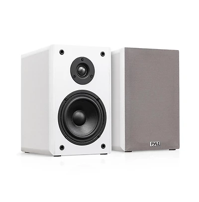 Pyle 6.5 Home Theater Bookshelf Speakers - 2-Way HiFi Sound with Wall Mount Bracket (PHQBS62WH)