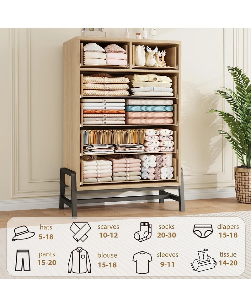 gaomon 6 Dresser for Bedroom, Freestanding 46.6 in Tall Drawer Dresser with Storage, Wooden Closet Storage Chest for Living Room, Bedroom