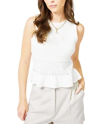 Central Park West Women's Birdie Pointelle Peplum Top