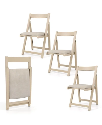 Gymax Upholstered Dining Chair Set of 4 w/ Curved Backrest Rubber Wood Frame