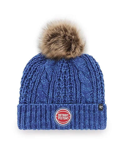 '47 Brand Women's Royal Detroit Pistons Meeko Cuffed Pom with Knit Hat