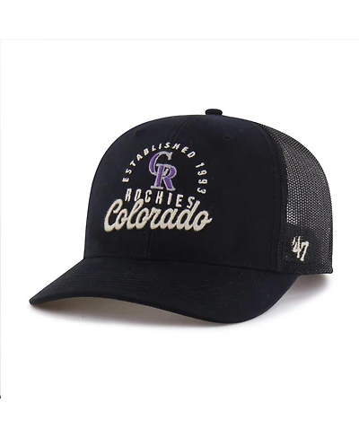 '47 Brand Men's Black Colorado Rockies Pitstop Trucker Adjustable Hat